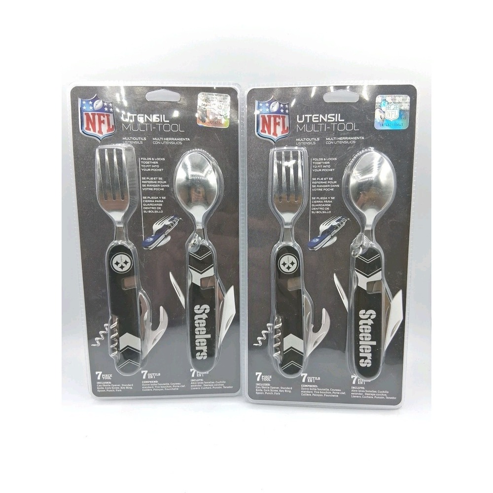 Pittsburgh Steelers NFL Lot of 2 Utensil Multi Tool 7-Piece Spoon Fork Foldable